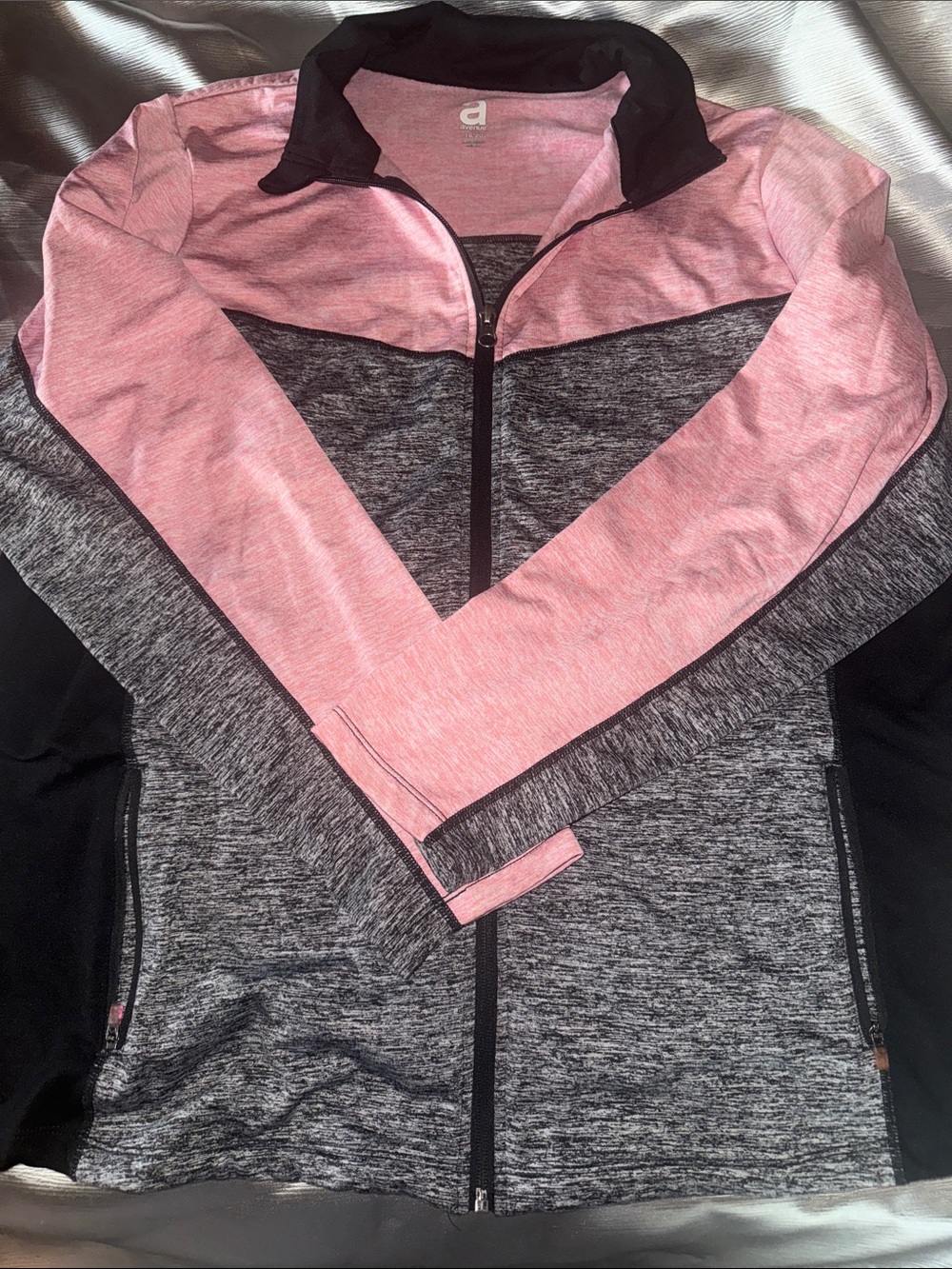 The Avenue 18-20 Women's Pink and Gray Active Zip Jacket